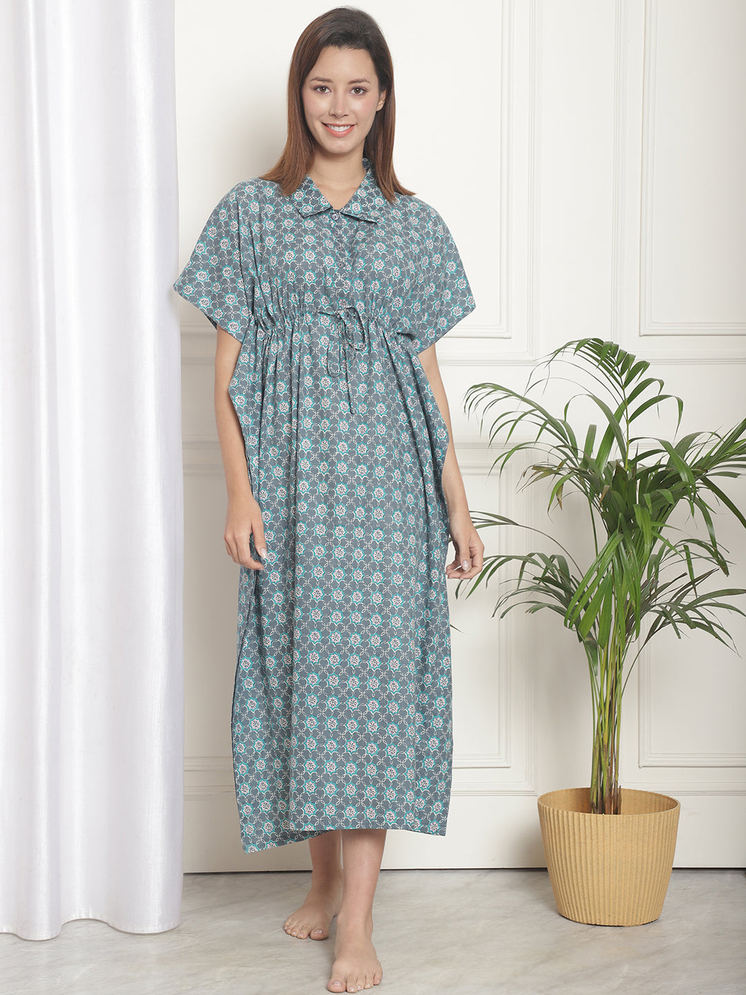 Woven Long Nighty Kaftan_MJKSS24236A