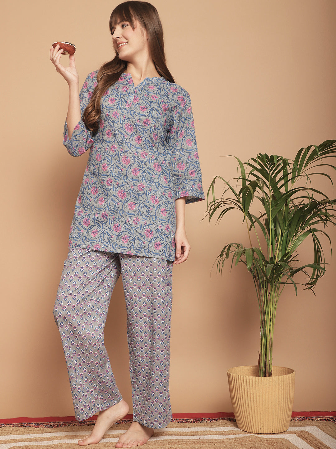 Woven Co-Ord Pyjama Sets_MJKSS24203B